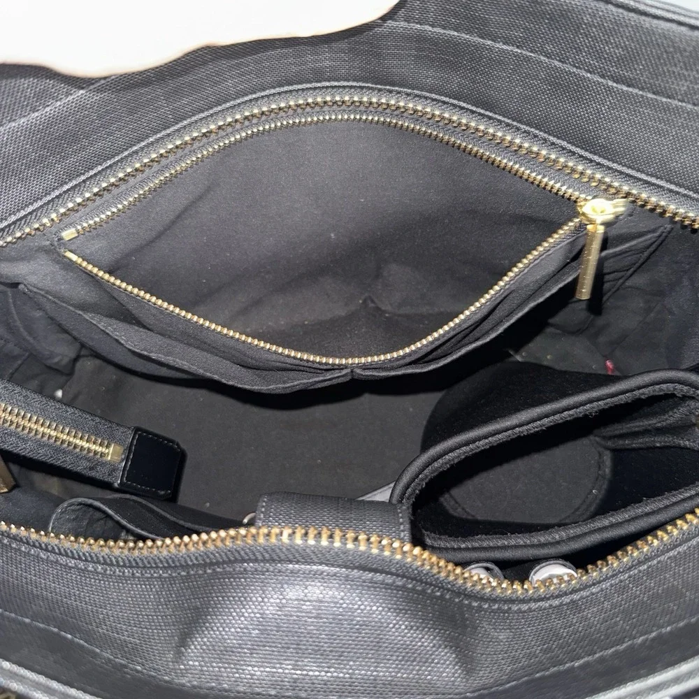 DAGNE DOVER Black Coated Canvas Large Laptop Computer Work Tote Diaper Bag Purse